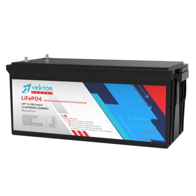 Аккумулятор Vektor Energy LFP 12,8-200 Smart BMS 100A (Bluetooth 4.0) Аккумулятор Vektor Energy LFP 12,8-200 Smart BMS 100A (Bluetooth 4.0)
